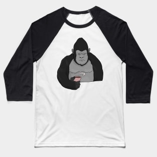 Grumpy Gorilla Ape with Coffee Morning Grouch Baseball T-Shirt